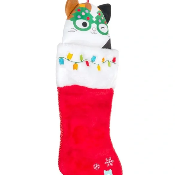 NWT Squishmallows Holiday Stocking – Calico Cat w/ Christmas Tree Glasses - Picture 3 of 5